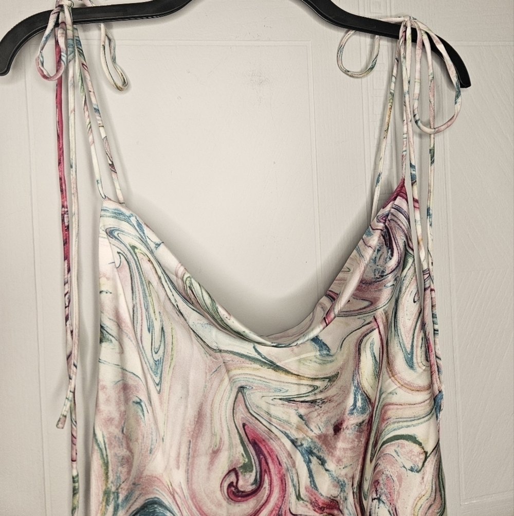 Princess Polly Cherish Mini Multi Swirl Tie Strap Cowl Neck Slip Dress Sz 2 NWT - Picture 9 of 16